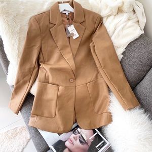 Negin Mirsalehi x Express Faux Leather Blazer